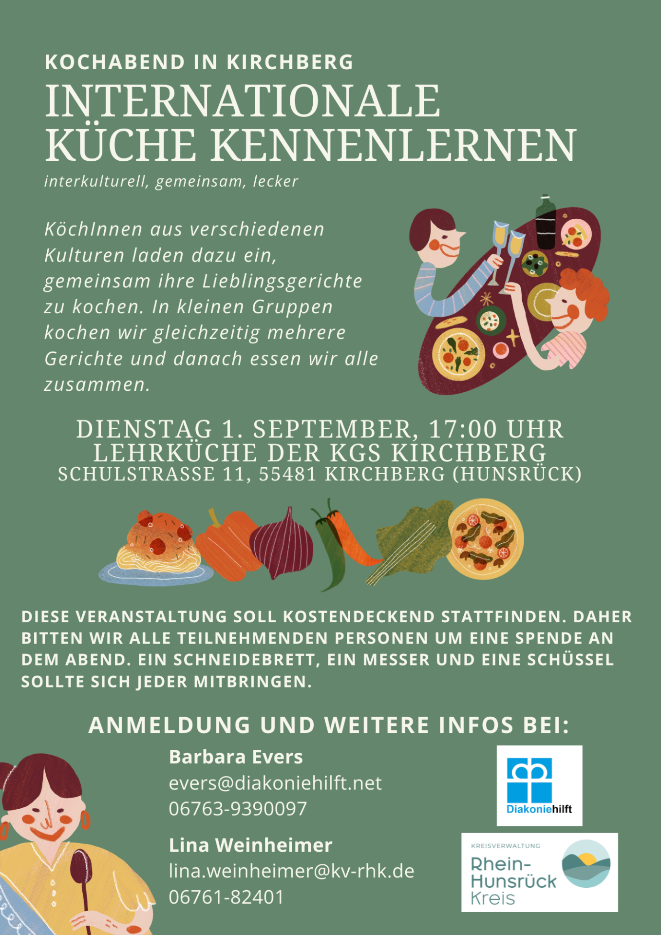 Olivgrün Vintage Riso Kochkurs Vegan A4 Flyer - 1