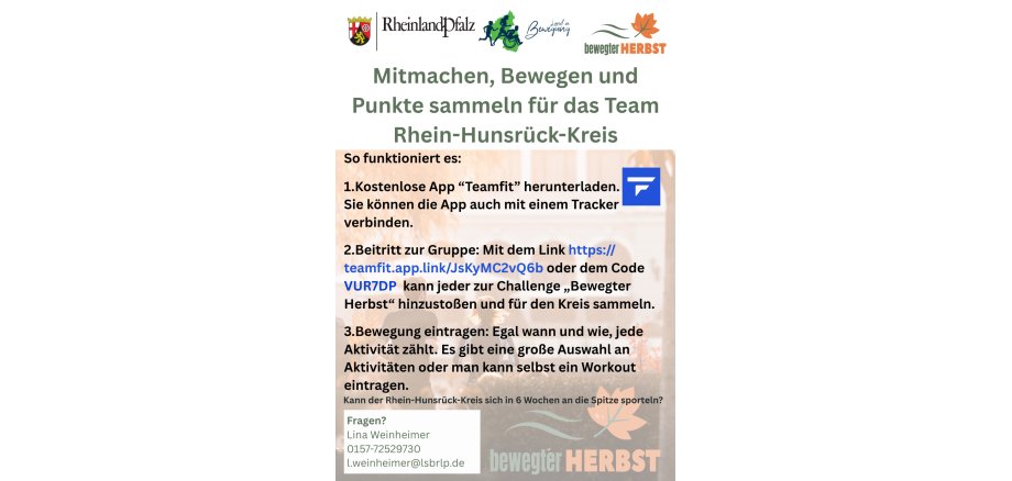 Sammel Punkte für unser Team “Rhein-Hunsrück-Kreis”! - 1 Sammel Punkte für unser Team “Rhein-Hunsrück-Kreis”! - 1